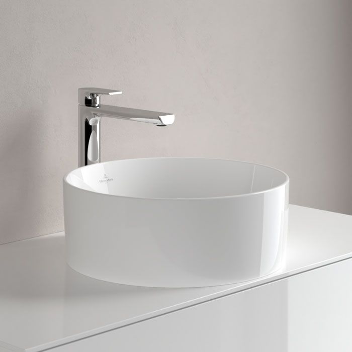 Раковина накладна на стільницю &Oslash;40 х h14,5 см Villeroy & Boch Collaro (Stone White CeramicPlus, без переливу, МАТОВИЙ) 4A1840RW 4A1840RW &mdash; фото в Esantehnika