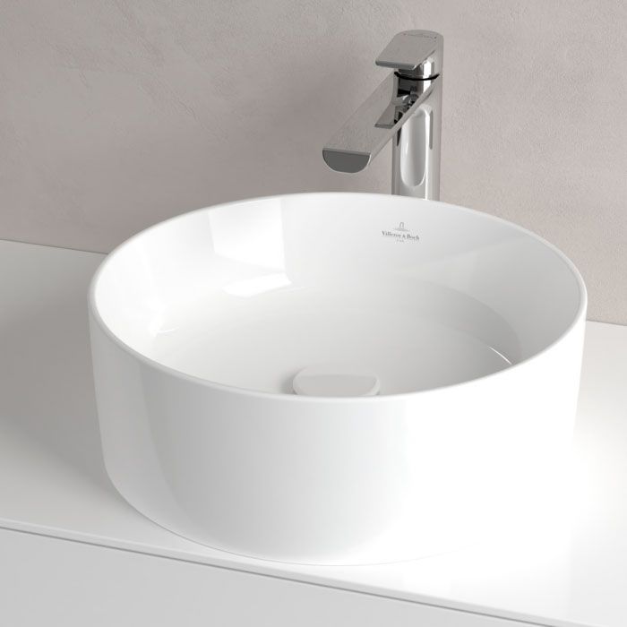 Раковина накладна на стільницю &Oslash;40 х h14,5 см Villeroy & Boch Collaro (Stone White CeramicPlus, без переливу, МАТОВИЙ) 4A1840RW 4A1840RW &mdash; фото в Esantehnika