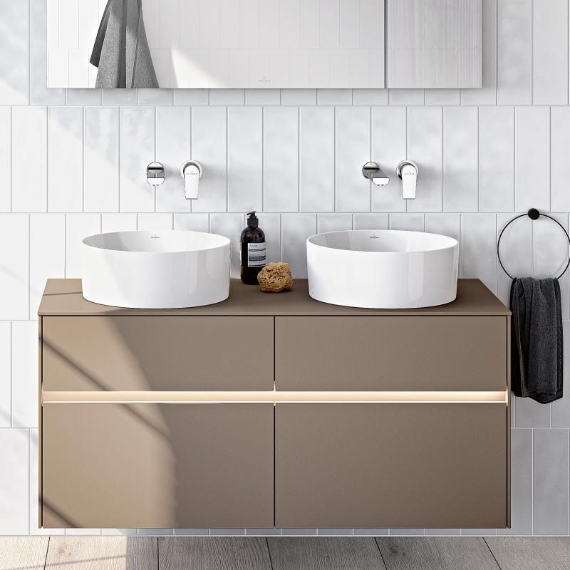 Раковина накладна на стільницю &Oslash;40 х h14,5 см Villeroy & Boch Collaro (Stone White CeramicPlus, без переливу, МАТОВИЙ) 4A1840RW 4A1840RW &mdash; фото в Esantehnika