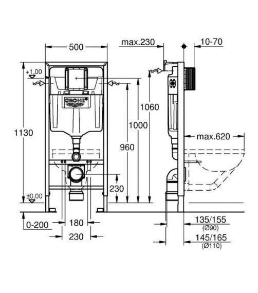 Інсталяція для унітазу, монтажна висота 1.13 м Grohe Rapid SL 38536001 38536001 &mdash; фото в Esantehnika