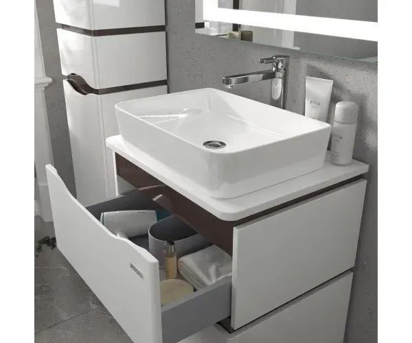 Тумба напольная Sanwerk "Алесса" 60 венге с Топ панелью и умывальником "Rapid 50x35" (MV0000900) MV0000900 &mdash; фото в Esantehnika