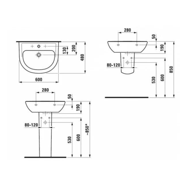 Раковина подвесная 60 х 48 см Laufen Pro B H8109520001041 H8109520001041 &mdash; фото в Esantehnika