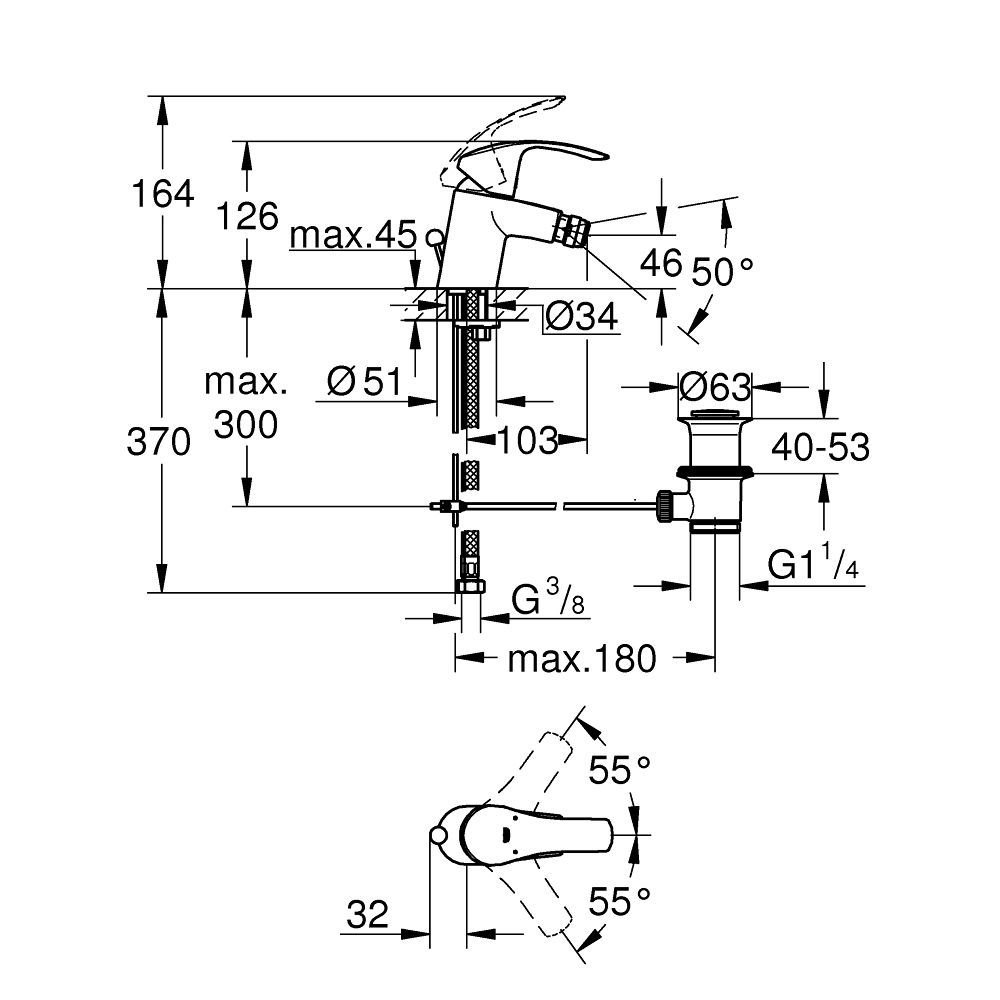 Змішувач для біде Grohe Eurosmart (32929002) 32929002 &mdash; фото в Esantehnika