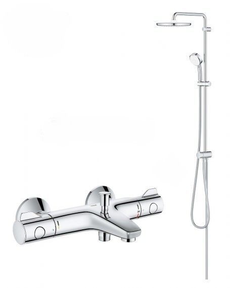 Змішувач для ванни Grohe Grohtherm 800 хром 34567000 + Душова стійка Grohe Tempesta Cosmopolitan System 250 хром 26675000 34567000+26675000 &mdash; фото в Esantehnika