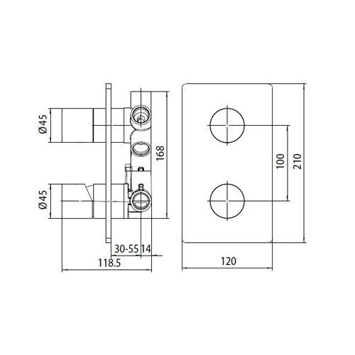 Душевая система скрытого монтажа с термостатом Bossini Cosmo (цвет - хром) KIT COSMO250 ZEN MIXER KIT COSMO250 ZEN MIXER &mdash; фото в Esantehnika