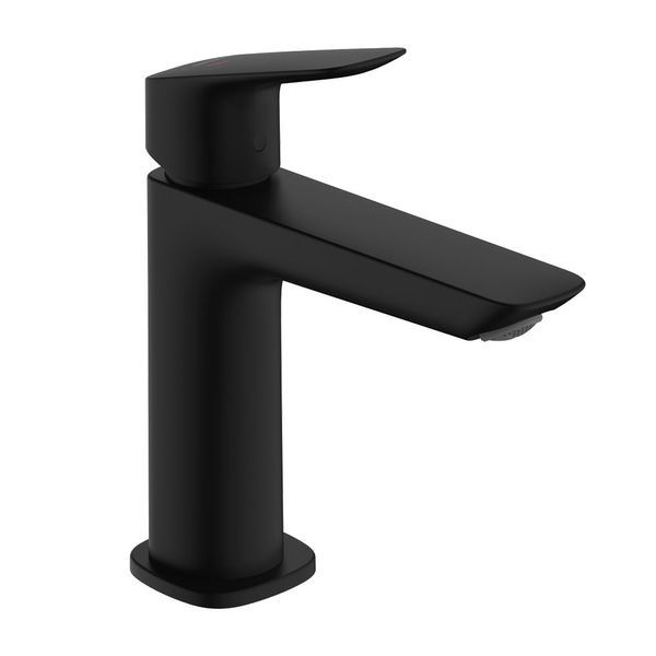 Змішувач для раковини 100 CoolStart Hansgrohe Logis Fine (колір - чорний матовий), з донним клапаном 71254670 71254670 &mdash; фото в Esantehnika