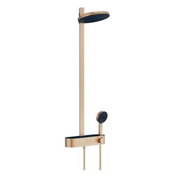 Душевая система с термостатом Hansgrohe Pulsify Showerpipe 260 2jet EcoSmart с ShowerTablet Select 400 (цвет - шлифованная бронза) 24241140 24241140 &mdash; фото в Esantehnika