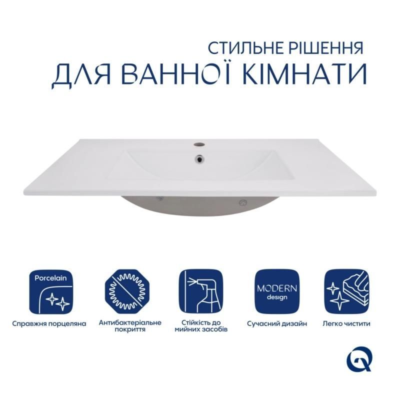 Комплект Albatross: Раковина врізна меблева 820x460x180 мм, White, прямокутна + Донний клапан Pop-up PU02O QT01113080CW148475 QT01113080CW148475 &mdash; фото в Esantehnika