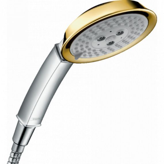 Душевая лейка Hansgrohe Raindance Classic 100 AIR 3jet хром/золото 28548090 28548090 &mdash; фото в Esantehnika
