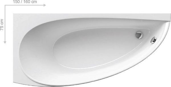 Ванна акриловая Avocado Ravak 160 х 75 см, L (исполнение слева) CQ01000000 CQ01000000/CH01000000 &mdash; фото в Esantehnika
