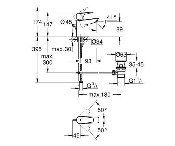 Змішувач на умивальник GROHE BAU EDGE NEW 23328001 23328001 &mdash; фото в Esantehnika