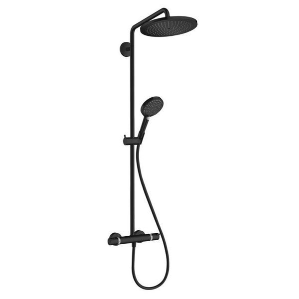 Душева система с термостатом Hansgrohe Croma Select S Showerpipe 280 1jet (цвет - чёрный матовый) 26890670 26890670 &mdash; фото в Esantehnika
