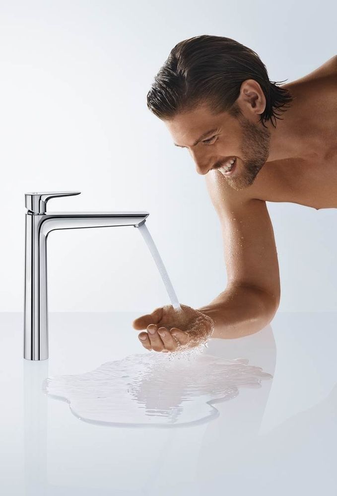Смеситель для раковины высокий Hansgrohe Talis E (цвет - хром), с донным клапаном 71716000 71716000 &mdash; фото в Esantehnika