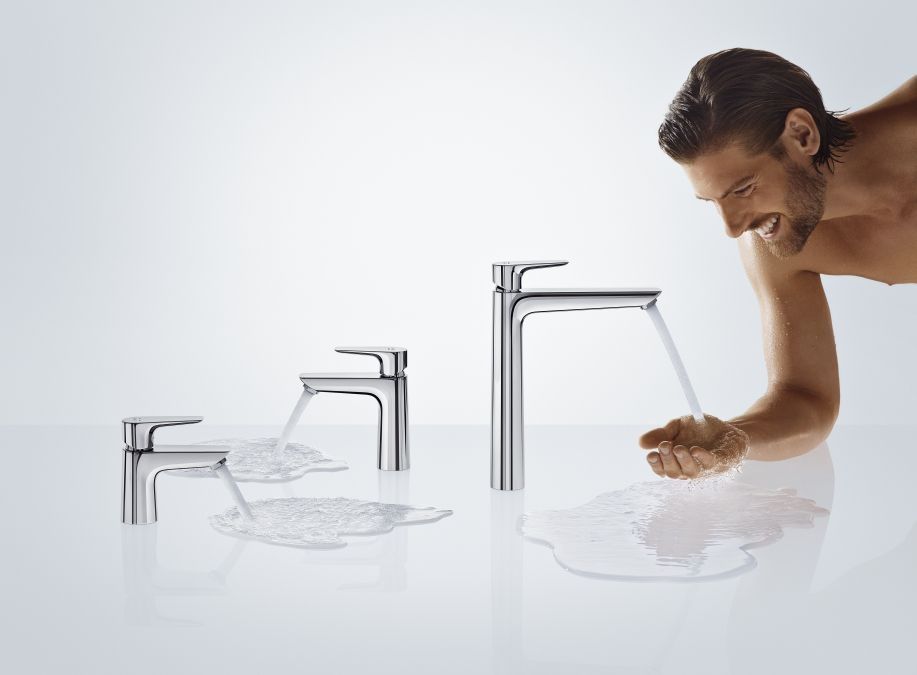 Смеситель для раковины высокий Hansgrohe Talis E (цвет - хром), с донным клапаном 71716000 71716000 &mdash; фото в Esantehnika