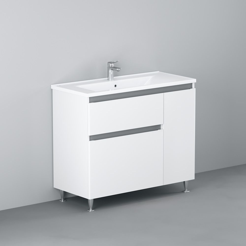 Комплект мебели тумба с умывальником, правый AM.PM X-Joy 100 х 45 х h85 см, белый глянец M85-FSR10036-WC10036WG38 M85-FSR10036-WC10036WG38 &mdash; фото в Esantehnika