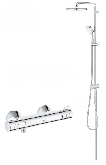 Змішувач для душу Grohe Grohtherm 800 хром 34558000 Душова стійка Grohe Tempesta Cosmopolitan System 250 хром 26675000 34558000+26675000 &mdash; фото в Esantehnika