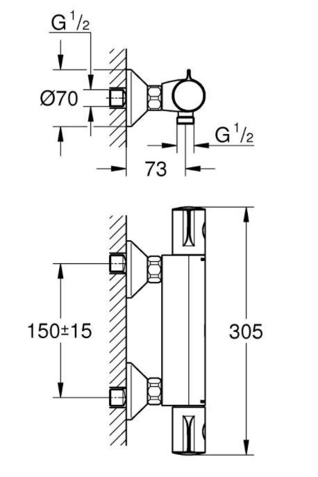Смеситель для душа Grohe Grohtherm 800 хром 34558000 + Душевая стойка Grohe Tempesta Cosmopolitan System 250 хром 26675000 34558000+26675000 &mdash; фото в Esantehnika