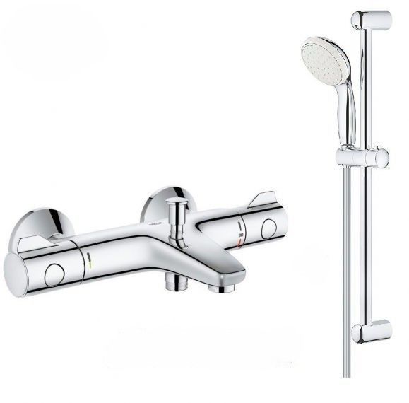 Змішувач для ванни Grohe Grohtherm 800 хром 34567000 + Душовий гарнітур Grohe New Tempesta 27598001 34567000+27598001 &mdash; фото в Esantehnika