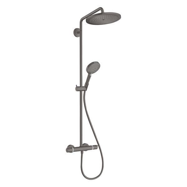Душева система с термостатом Hansgrohe Croma Select S Showerpipe 280 1jet (цвет - шлифованный чёрный хром) 26890340 26890340 &mdash; фото в Esantehnika
