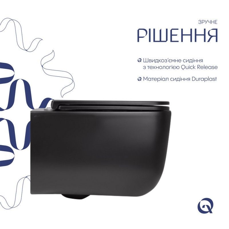 Унітаз підвісний Qtap Gemini безободковий з сидінням Soft-close QT2533076EUQMB QT2533076EUQMB &mdash; фото в Esantehnika