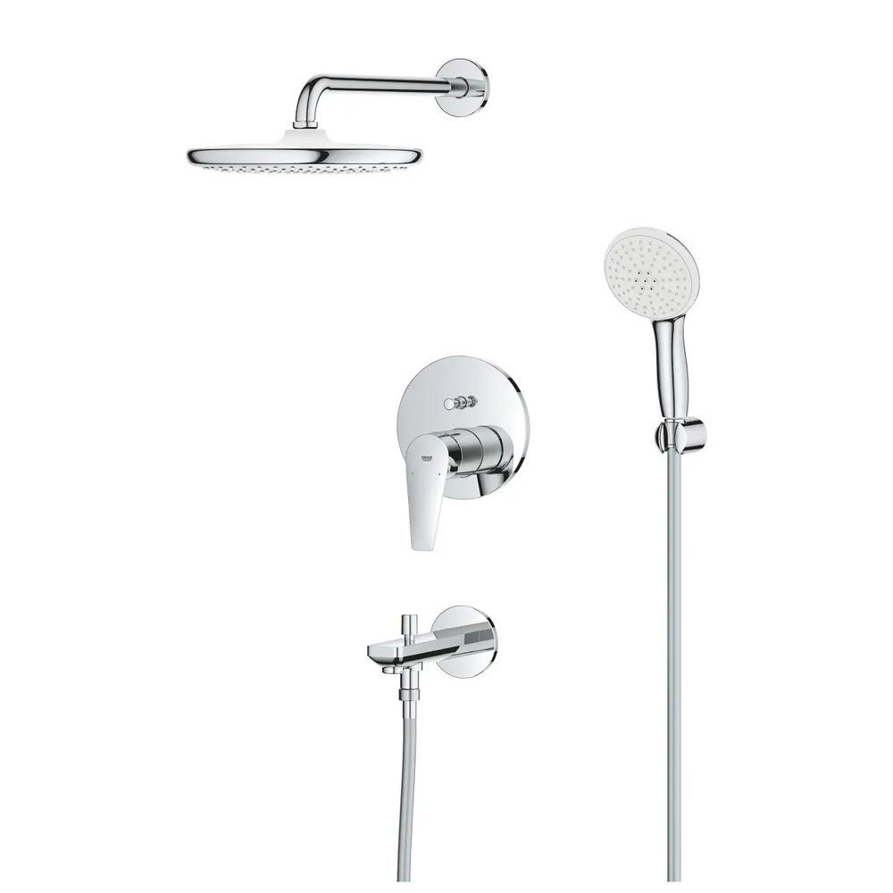 Душевая система скрытого монтажа Grohe Bauedge с Tempesta 250 и изливом для ванны, хром (25291000) 25291000 &mdash; фото в Esantehnika