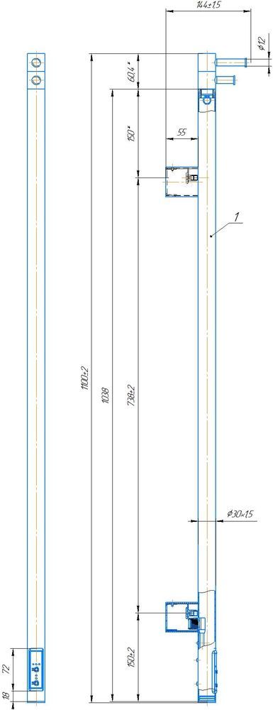 Электрический полотенцесушитель Mario Ray I 1100&times;30/130 2.21.1102.15.S &mdash; фото в Esantehnika