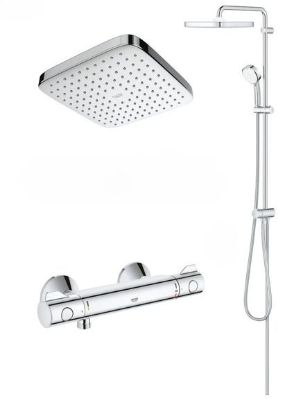 Змішувач для душу Grohe Grohtherm 800 хром 34558000 Душова стійка Grohe Tempesta Cosmopolitan System 250 хром 26694000 34558000+26694000 &mdash; фото в Esantehnika