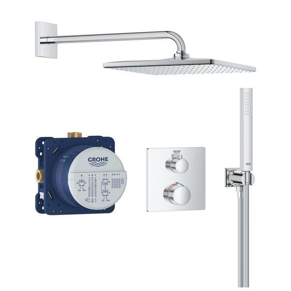 Душевая система скрытого монтажа Grohe Grohtherm, хром (34870000) 34870000 &mdash; фото в Esantehnika