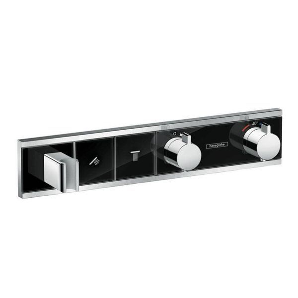 Термостат прихованого монтажу, на 2 споживачі Hansgrohe RainSelect (колір - хром/чорний) 15355600 15355600 &mdash; фото в Esantehnika