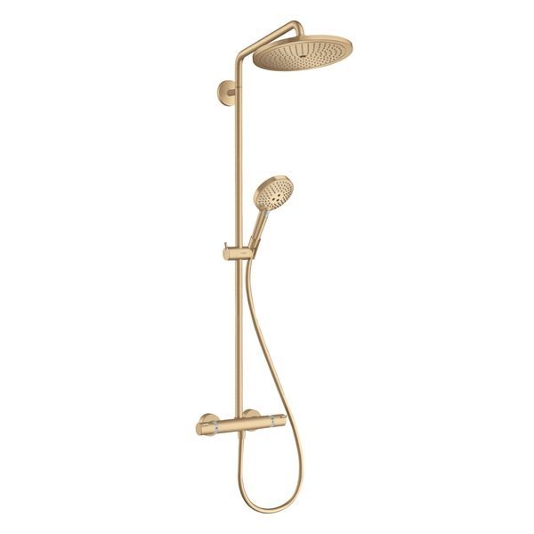 Душева система с термостатом Hansgrohe Croma Select S Showerpipe 280 1jet EcoSmart 9 л/мин (цвет - шлифованная бронза) 26891140 26891140 &mdash; фото в Esantehnika
