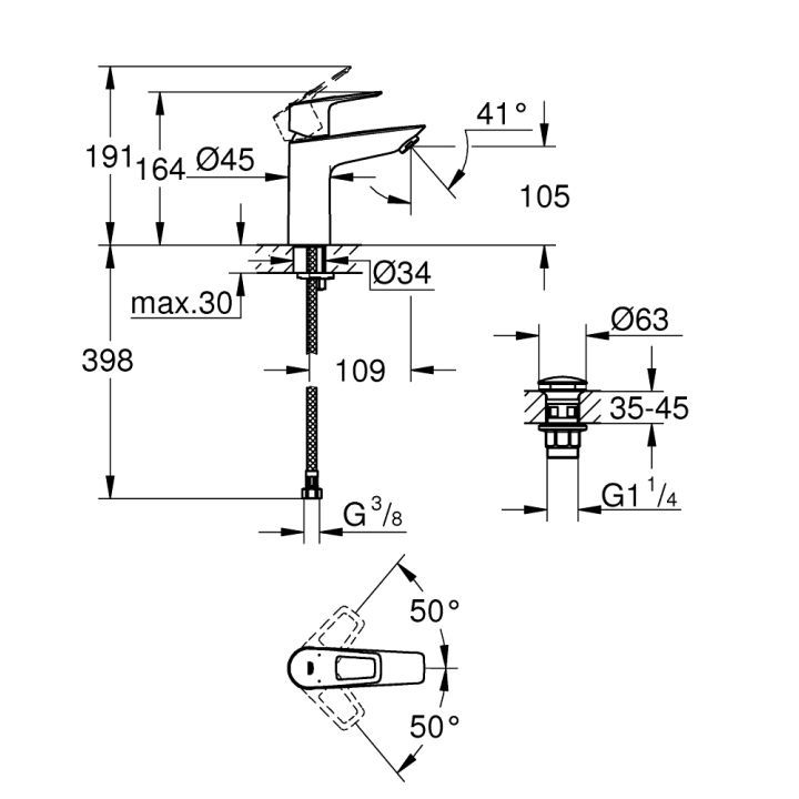 Смеситель для раковины Grohe BauLoop New M-Size (23886001) 23886001 &mdash; фото в Esantehnika
