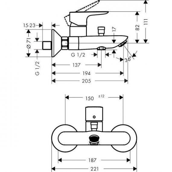 Змішувач для ванни Hansgrohe Talis E (колір - чорний матовий) 71740670 71740670 &mdash; фото в Esantehnika