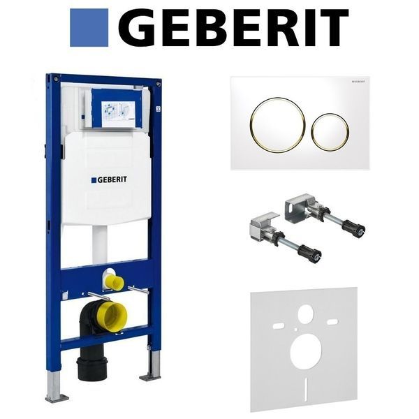 Інсталяція Geberit Duofix (4-в-1) у комплекті з клавішею Sigma 20, біла/золото 111.300.00.5+156.050.00.1+111.815.00.1+115.882.KK.1 111.300.00.5+156.050.00.1+111.815.00.1+115.882.KK.1 &mdash; фото в Esantehnika
