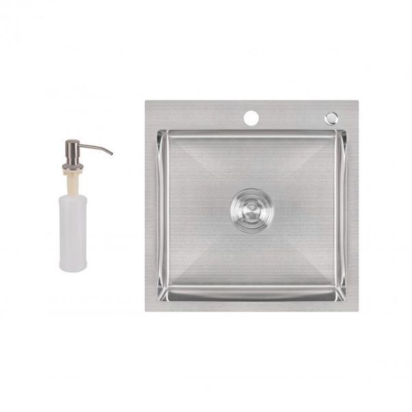Мийка для кухні інтегрована Lidz Handmade H5050 Brushed Steel 3,0/1,0 мм LDH5050BRU35375 LDH5050BRU35375 &mdash; фото в Esantehnika