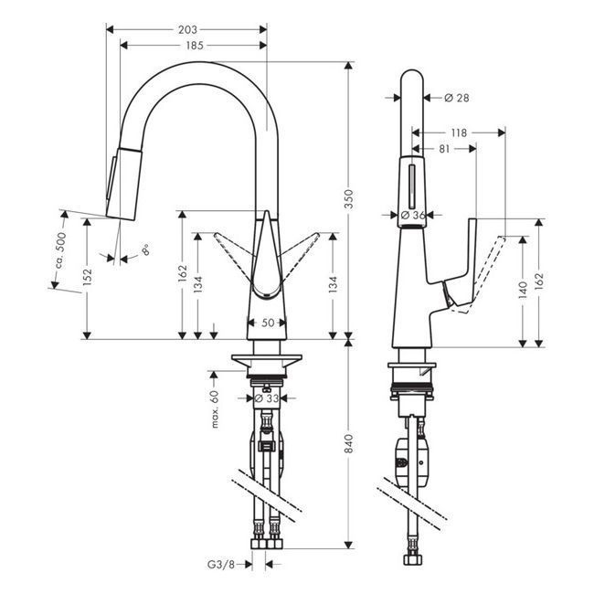 Змішувач для кухні 160, з витяжним душем, 2jet Hansgrohe Talis M51 (колір - хром) 72815000 72815000 &mdash; фото в Esantehnika