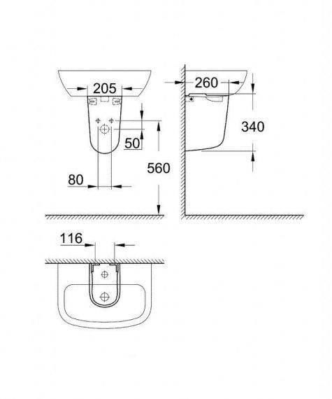 Полу-пьедестал GROHE BAU CERAMIC АЛЬПИН-БЕЛЫЙ 39426000 39426000 &mdash; фото в Esantehnika