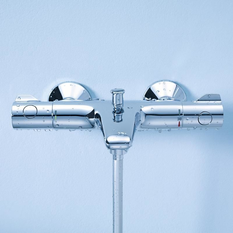 Смеситель для ванны Grohe Grohtherm 800 хром 34567000 + Душевой набор Grohe Rainshower Smartactive 130 3 режима 26581000 34567000+26581000 &mdash; фото в Esantehnika