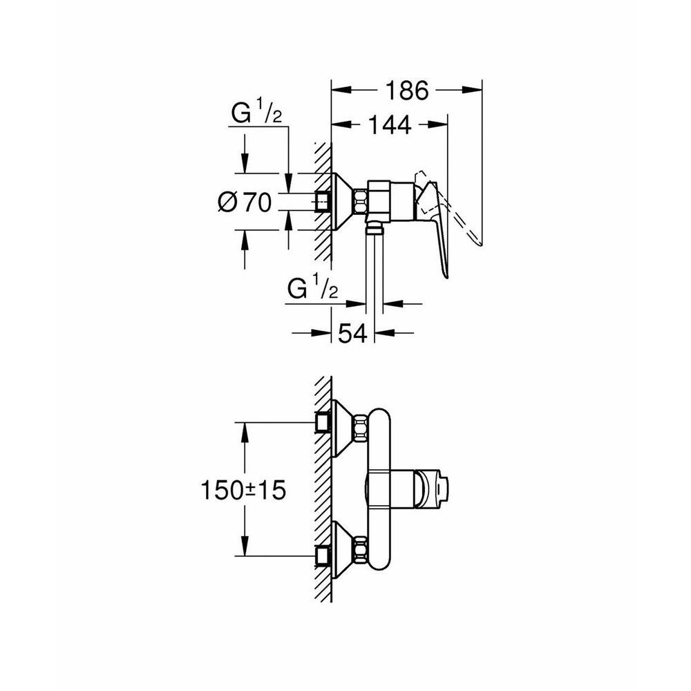 Смеситель для душа Grohe BauEdge 23636000 23636000 &mdash; фото в Esantehnika