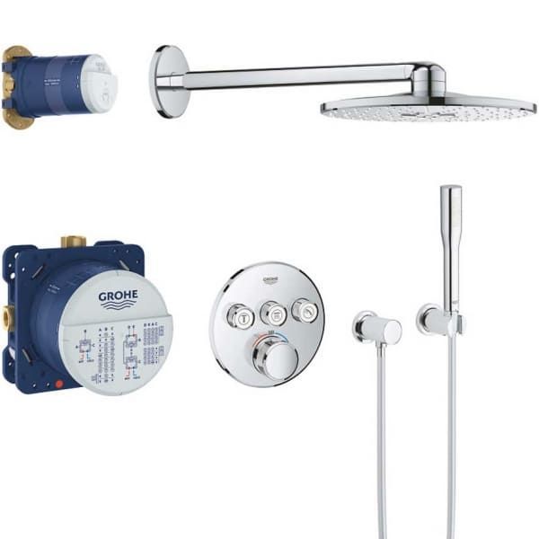 Душевая система Grohe Grohtherm скрытого монтажа с термостатом с верхним душем &Oslash; 310 мм (цвет - хром) 34705000 34705000 &mdash; фото в Esantehnika