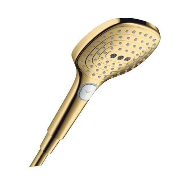 Лейка для душа Hansgrohe Raindance Select E 120 (цвет - полированное золото), 3 вида струи 26520990 26520990 &mdash; фото в Esantehnika