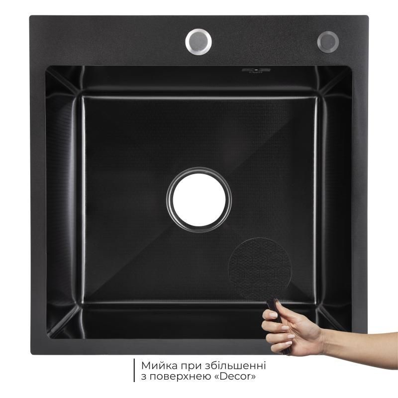 Lidz Handmade H5050HB Мойка для кухни интегрированная Decor Black PVD Honeycomb 2,5/0,5 мм LDH5050BDECPVD48369 LDH5050BDECPVD48369 &mdash; фото в Esantehnika