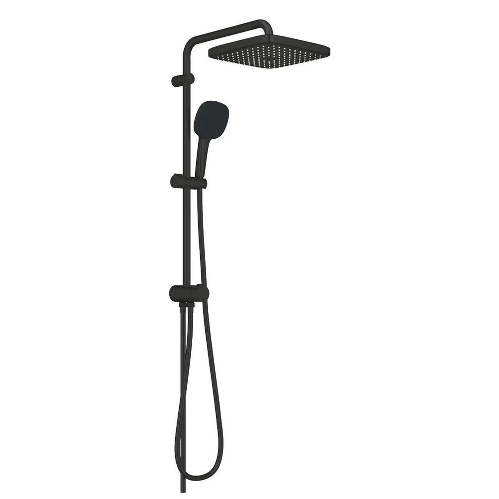 Душова система Grohe Tempesta System 250 Cube Flex з перемикачем, настінного монтажу, чорний матовий (269772431) 269772431 &mdash; фото в Esantehnika