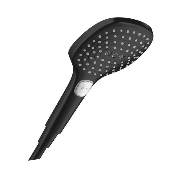 Лейка для душа Hansgrohe Raindance Select E 120 (цвет - чёрный матовый), 3 вида струи 26520670 26520670 &mdash; фото в Esantehnika