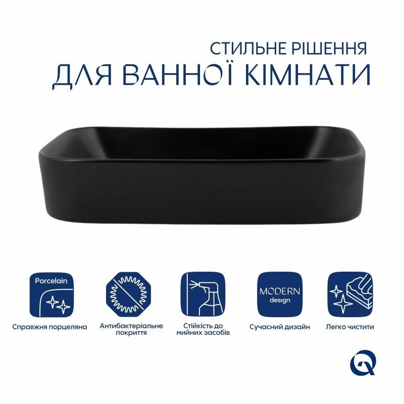 Раковина-чаша Qtap Scorpio 550х390х120 Matt black QT14112243MBN QT14112243MBN &mdash; фото в Esantehnika