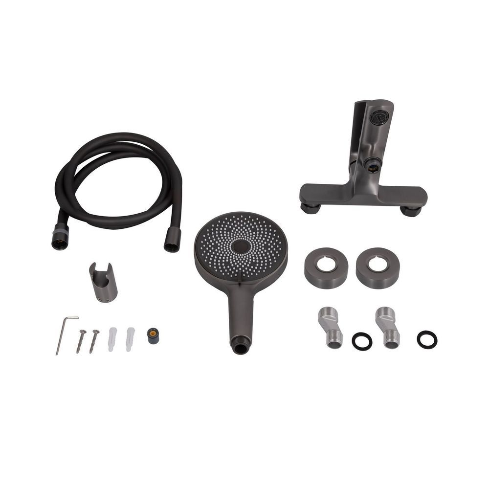 Змішувач для ванни Qtap Slavonice (з душовим гарнітуром) QTSLV259GMB48035 Gunmetal Black PVD QTSLV259GMB48035 &mdash; фото в Esantehnika