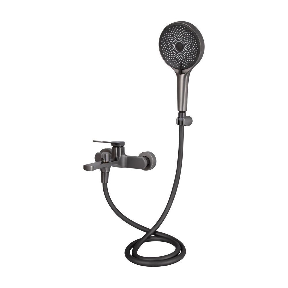 Змішувач для ванни Qtap Slavonice (з душовим гарнітуром) QTSLV259GMB48035 Gunmetal Black PVD QTSLV259GMB48035 &mdash; фото в Esantehnika