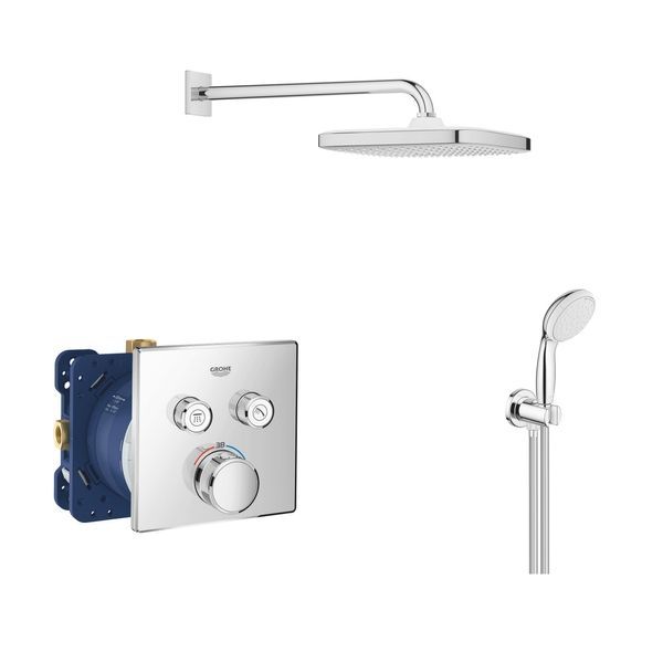 Душевая система Grohe Grohtherm SmartControl с New Tempesta скрытого монтажа с термостатом и верхним душем 250 х 250 мм (цвет - хром) UA26415SC1 UA26415SC1 &mdash; фото в Esantehnika