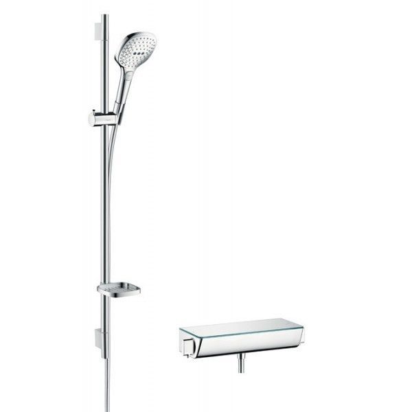 Душевой набор Hansgrohe Ecostat Select/Raindance E120 3jet, хром/белый 27039400 27039400 &mdash; фото в Esantehnika