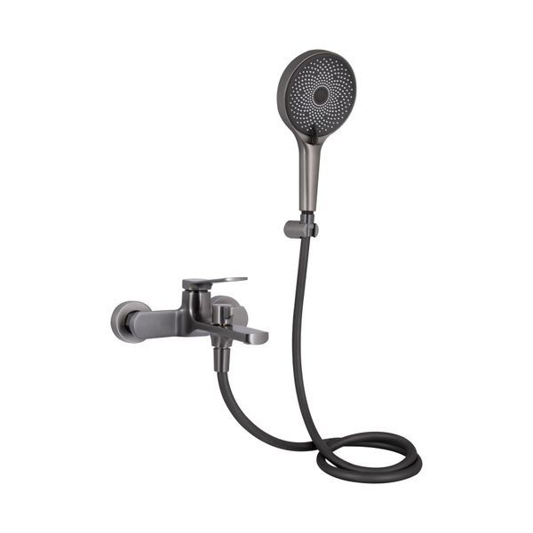 Смеситель для ванны Qtap Slavonice (с душевым гарнитуром) QTSLV259GMB48035 Gunmetal Black PVD QTSLV259GMB48035 &mdash; фото в Esantehnika
