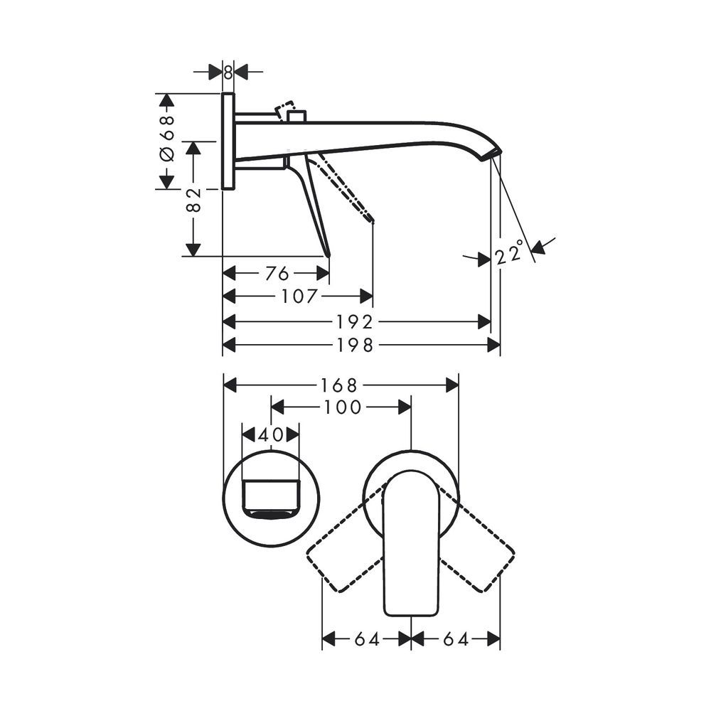 Смеситель для раковины настенный Hansgrohe Vivenis (цвет - хром), излив 195 мм 75050000 75050000 &mdash; фото в Esantehnika